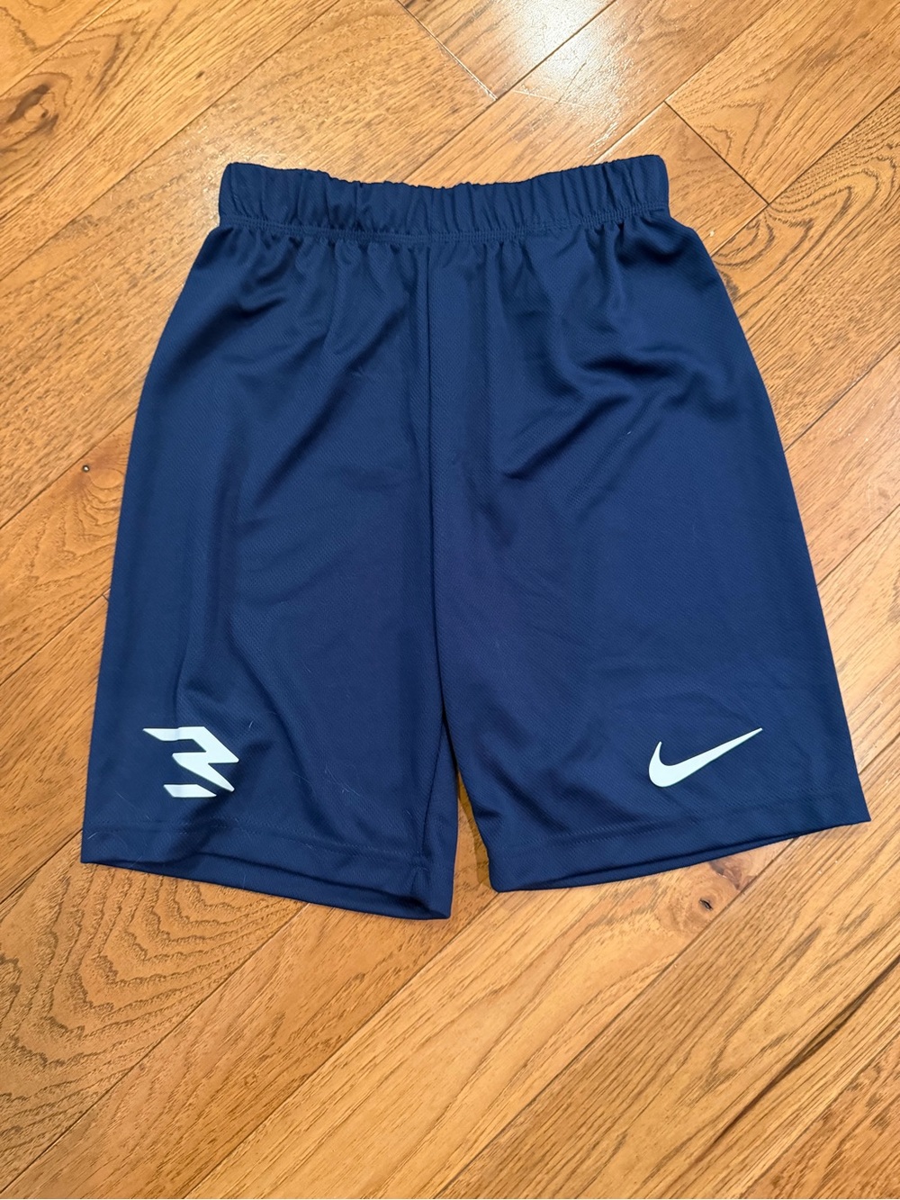 Nike Boys Dark Navy Athletic Shorts with White Swoosh